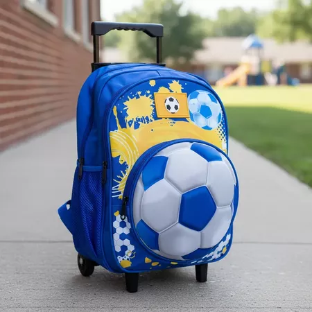 Mochila 14" Carro Carrito Escolar Con Ruedas Para Nenes Niños Futbol