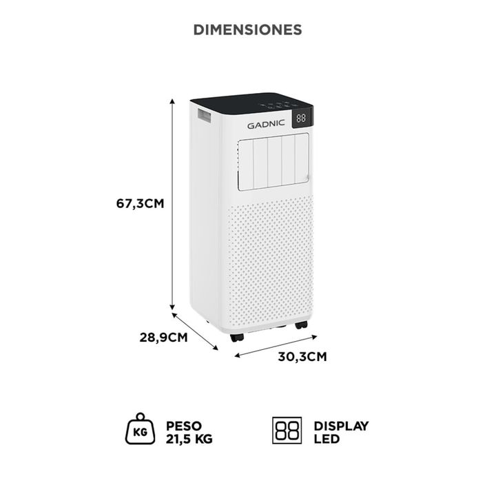 Aire Acondicionado Portátil Gadnic 2600 W 2300 Frigorias Frio con Control Remoto - Vista 6