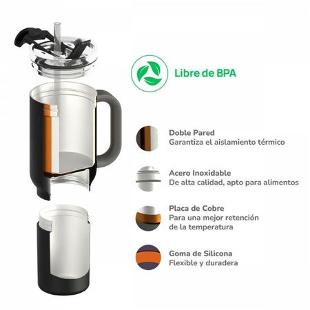 Vaso Termico Asobu Duplex Acero Inoxidable 660 ml + 360 ml Black