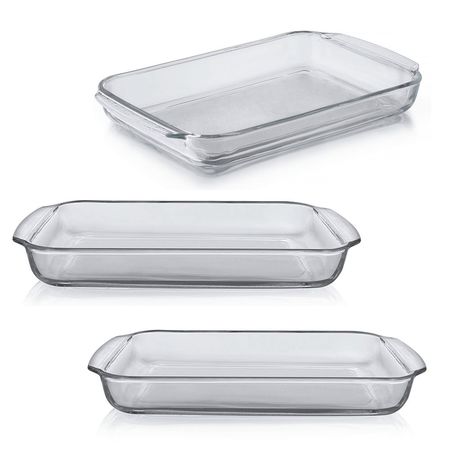 Set X 3 Fuentes De Vidrio Para Horno