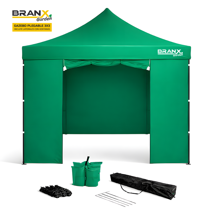 Gazebo 3x3 Metros Paredes Puerta Branx Autoarmable Plegable - Vista 3