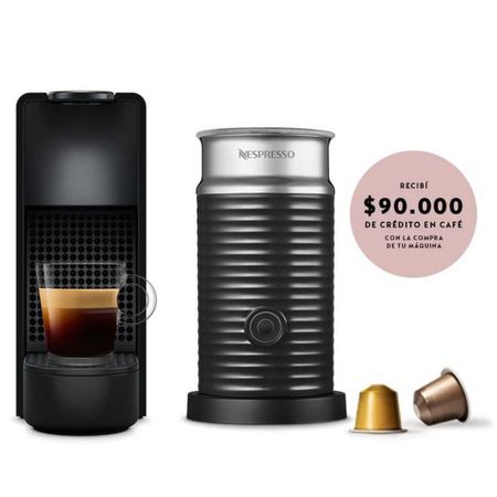 Cafetera Nespresso Essenza Mini + Aerochino Negra A3NC30-AR-BK-NE