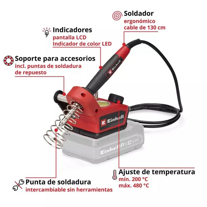 Einhell Soldador inalambrico TE-SI 18/480 Li E - Solo - Vista 3