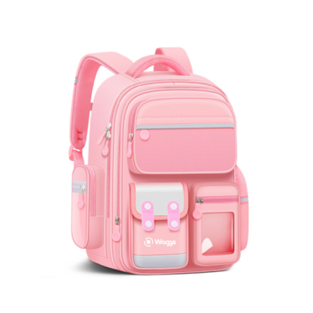 Mochila Escolar Infantil 24L Waggs Multibolsillo Impermeable Rosa