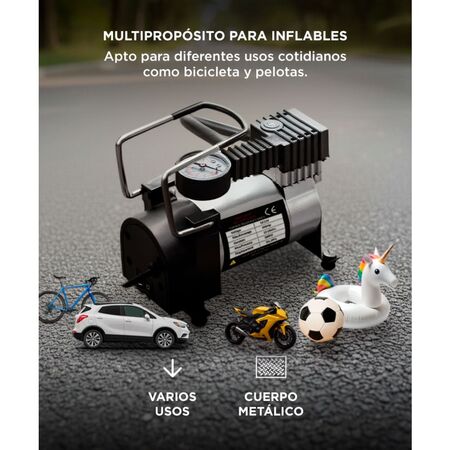 Compresor Para Auto 12v 150psi 35lt/min Portátil Con Manómetro