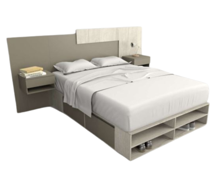 Base Cama Box Linea Minimal 1.40m 4 Cajones Con Estantes 6442 Nevado/Gris C Tables - Vista 4