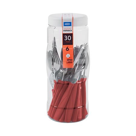 Juego De Cubiertos 30 Piezas -Rojo Brinox ( 6000/758)