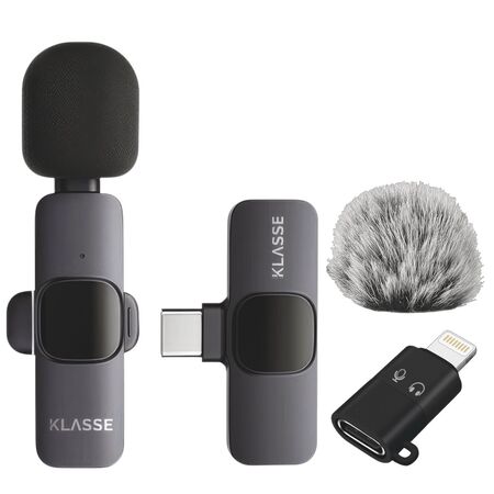 Micrófono Corbatero Inalámbrico Plug & Play para Celular Klasse USB-C + Lightning (KS5100)
