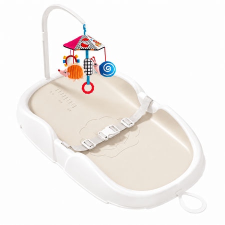 Cambiador de Bebé Portátil e Impermeable con Móvil de juguetes y Arnés Color Beige
