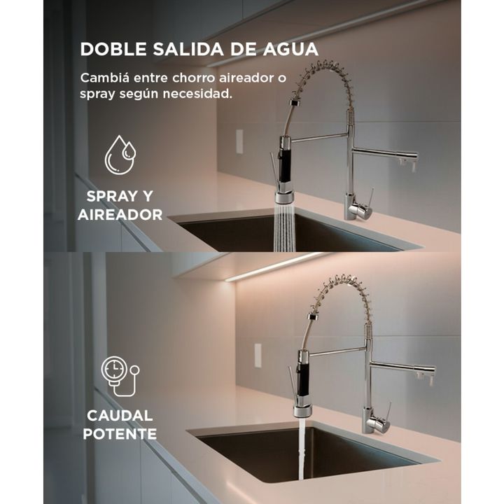 Griferia Canilla Monocomando Rieti by Gadnic Extensible y Flexible - Vista 3