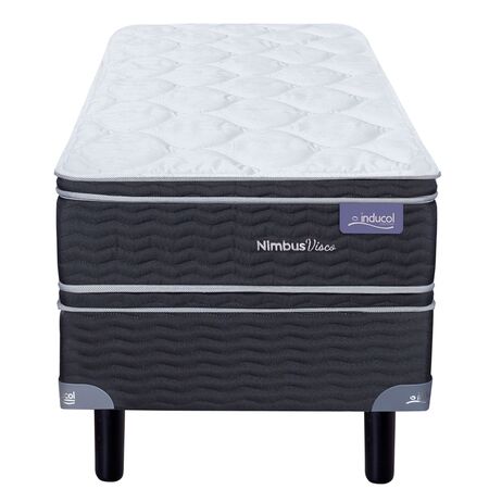 Colchon y Sommier Inducol Nimbus Visco 1 Plaza y Media 100x190x26 Espuma de Alta Densidad Doble Pillow Viscoelastico