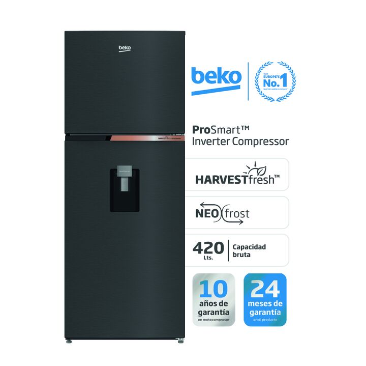Heladera Beko Inverter No Frost 420L Black Inox - Vista 1