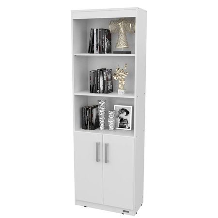 BIBLIOTECA MOSCONI BLANCA CON ESTANTES Y PUERTAS REPISA 81049 COLOR BLANCO