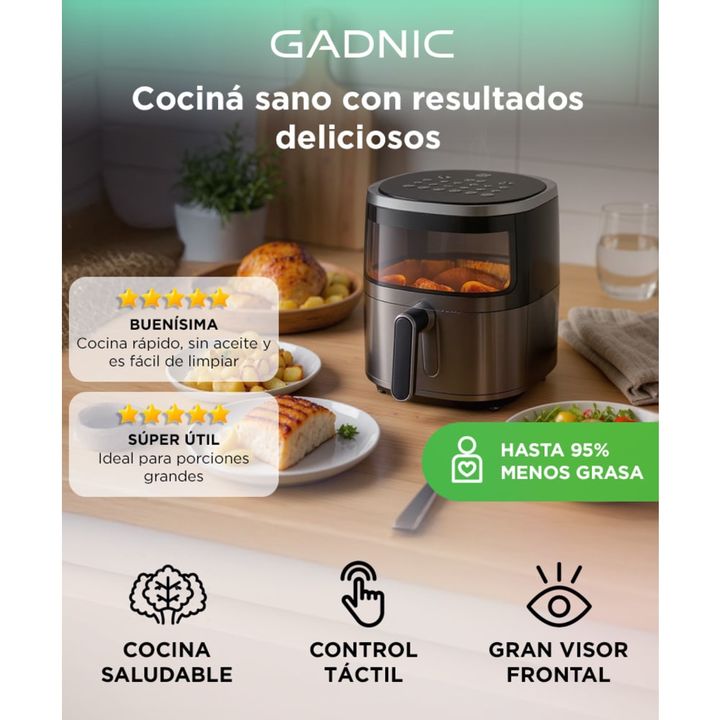 Freidora De Aire Gadnic Digital Táctil 5 Litros Visor 5L - Vista 2