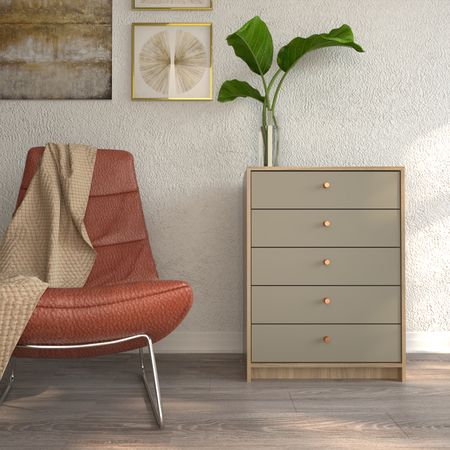 Chiffonier 5 Cajones Tables Cod: 6058 Olmo Finlandes-Gris