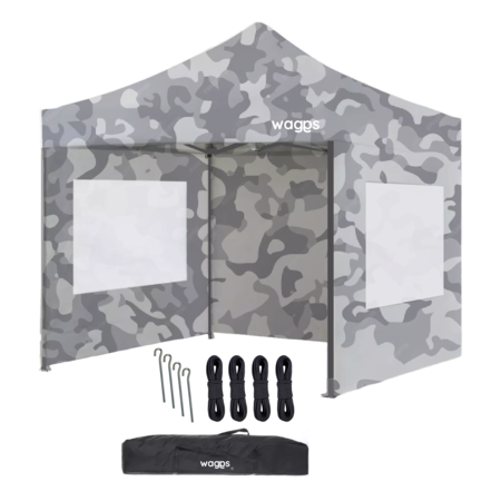 Gazebo 3x3 Autoarmable Waggs Reforzado con Proteccion UV Cerrado con Ventanas Camuflado