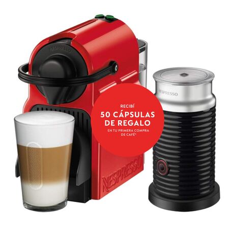 Cafetera Nespresso Inissia Roja + Aeroccino A3C40-AR-RENE4-EI