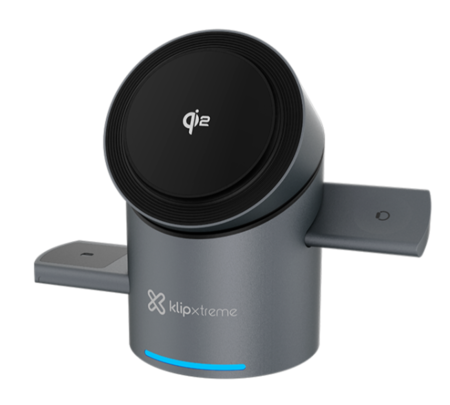 KLIPXTREME  POWER DESK SPIN   KX Charger Wireless 3 in 1 Smartphone-TWS earbuds Case-(KDC-400)