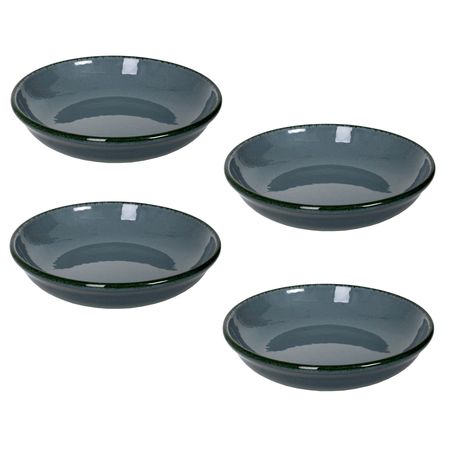 Set X 4 Plato Hondo Sopero Compotera Porcelana 22 Cm Azul