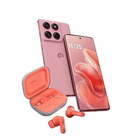 Combo Moto Edge 60 Fusion 8+256GB Rojo + Moto Buds Guitar Peach Pink