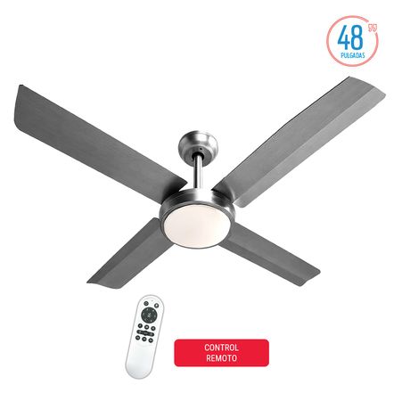 Ventilador de Techo Liliana VTHI704R 4 palas acero inox luz control 48"