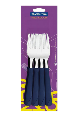 Set X12 Tenedor Mesa New Kolor Azul Tramontina Plastico