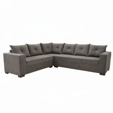Sillon esquinero Bariloche con seis lugares gris medio TELA ANTI DESGARRO