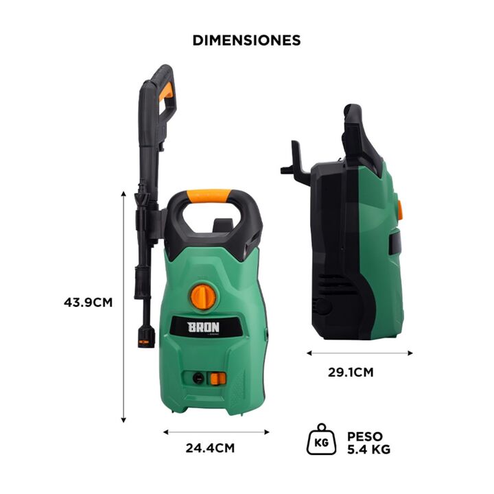 Hidrolavadora Bron By Gadnic Eléctrica 1400W Alta Presión Caudal 65Lmin Compacta - Vista 6