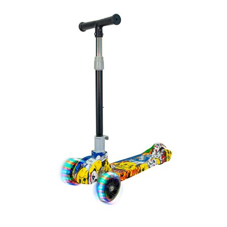 Monopatín T-go Plegable Infantil Con Luces Para Niños Nenas Con Freno Modelo Graffiti Calavera