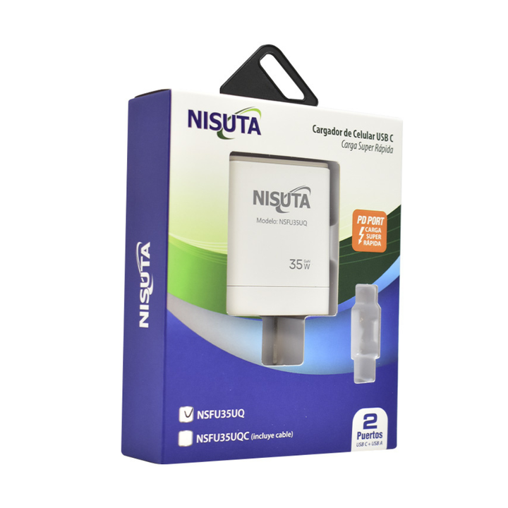 CARGADOR NISUTA 35W PUERTO USB Y USB C SIN CABLE (C:BLANCO NSFU35UQ) - Vista 4