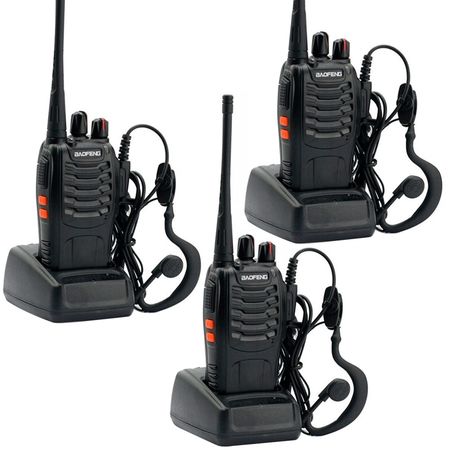 Handy Baofeng BF-999S Kit x3 5w 16CH UHF Hasta 10km + 6 Baterías y 3 Manos Libres