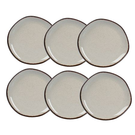 Plato Postre Irregular Set x 6 Porcelana Artesanal 20 Cm