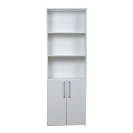 BIBLIOTECA ESTANTERIA BLANCA CON 2 PUERTAS Y 5 ESTANTES MESINA