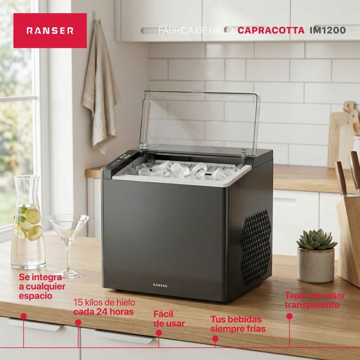 Fabrica de Hielo Ranser CAPRACOTTA IM1200 150W Automatica Negro Portatil - Vista 5