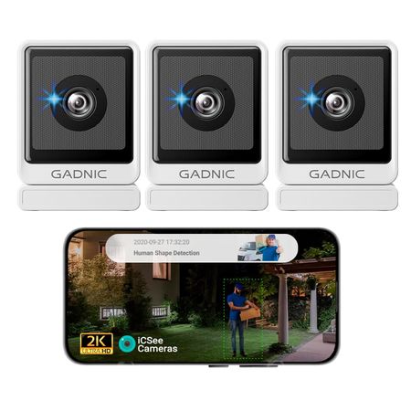 Kit x3 Cámara de seguridad Gadnic Wifi 3MP Mini Interior Ventana Full HD Visión Nocturna