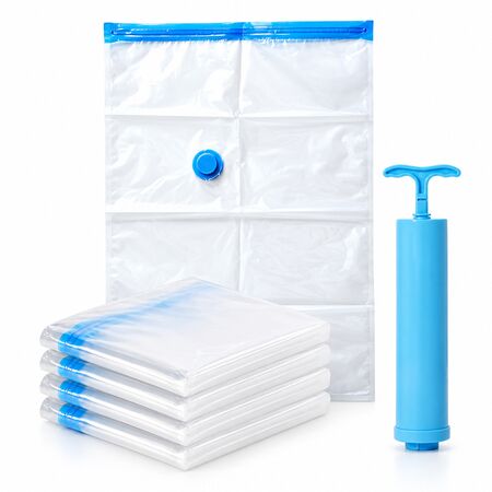 Kit de 5 Bolsas al Vacío Reutilizables T-GO 80x90 cm + Bomba Manual Incluida