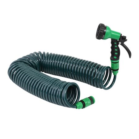 Manguera Espiral 15Mts Con Regador Verde