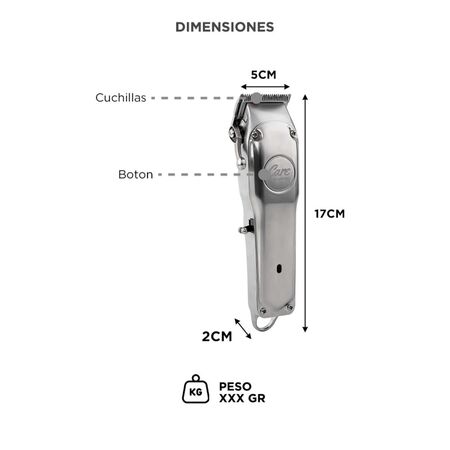 Máquina de Cortar Pelo Gadnic 1919B Acero Inoxidable Uso Profesional 5w Recargable + 8 Peines