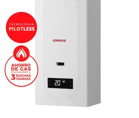 Calefon a gas LONGVIE CN615SS-E 14.5lts gas ENVASADO sin llama piloto digital