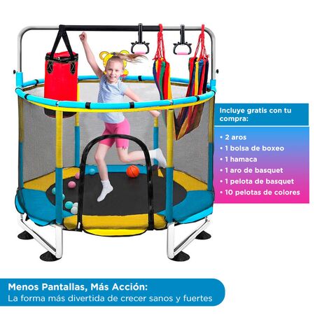 Cama Elastica Gadnic 1.4m Con Red Seguridad Juegos Incluidos Estructura Galvanizada Hasta 100kg Interior