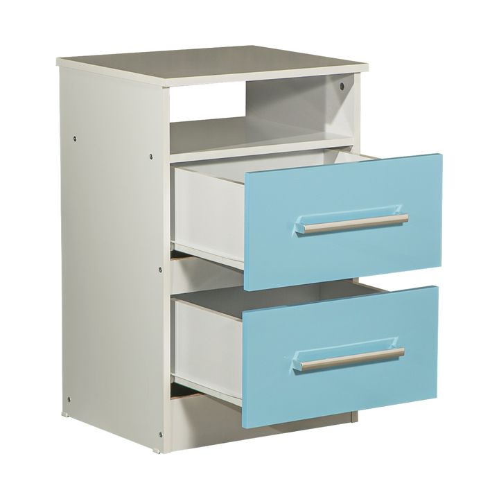 Mesa de luz y Comoda Cajonera Combo Infantil Reforzado Melamina Maximo fortaleza Celeste y Blanco - Vista 10