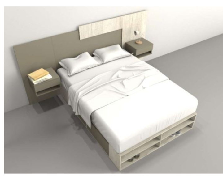 Base Cama Box Linea Minimal 1.40m 4 Cajones Con Estantes 6442 Nevado/Gris C Tables - Vista 2