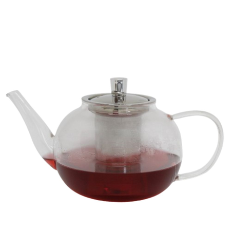 Tetera de vidrio 800ml con filtro infusor y tapa acero inox
