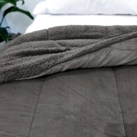 Acolchado Winter De Corderito 1 Y 1/2 Plaza Gris