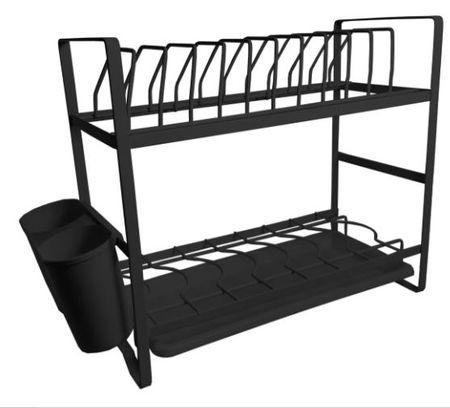 Secaplatos escurridor CHICO Hudson 2 pisos acero NEGRO