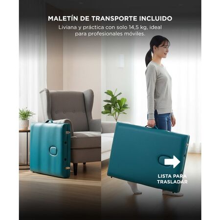 Camilla Para Masajes Negra Gadnic Profesional Hasta 240kg 185x70cm Plegable