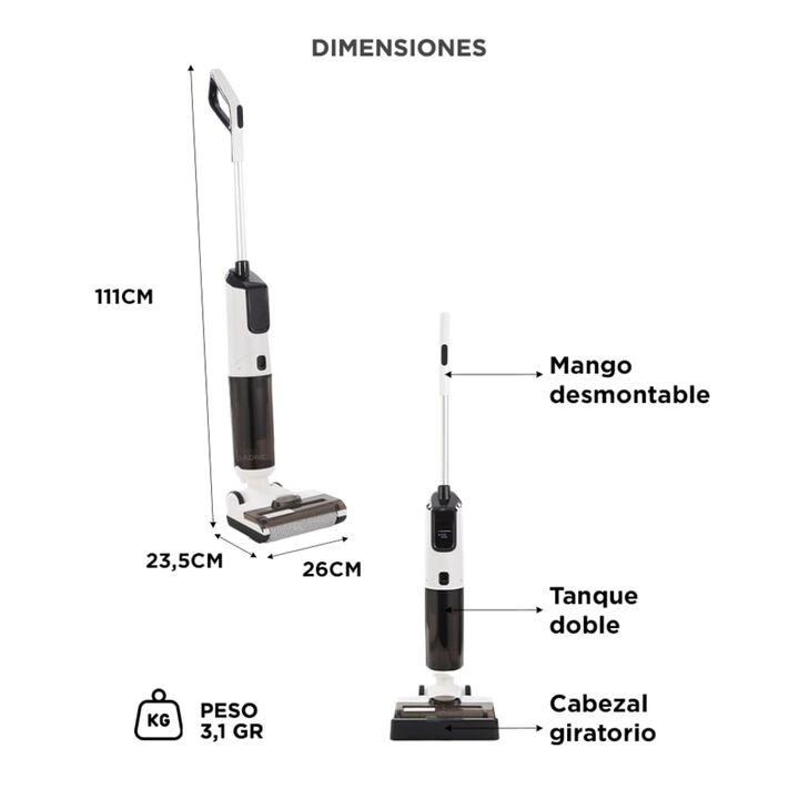 Aspiradora Vertical Trapeadora Gadnic 2 en 1 Aspira en Seco y Húmedo - Vista 6