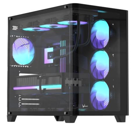 GABINETE GAMER FORMULA V LINE CRYSTAL U2 FLOE BLACK (ATX, 4 FANS FLOE 12BK ARPW)