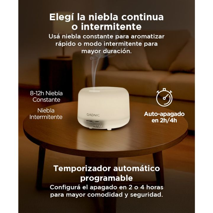 Difusor Gadnic Humidificador Ultrasónico 300ml 20hs 7 Colores - Vista 5