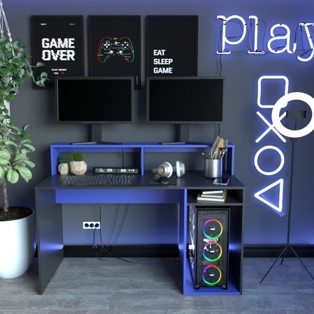Escritorio Gamer Negro| Azul Tables